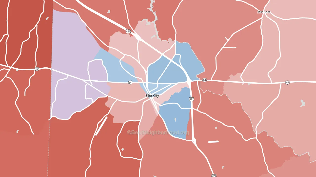 Siler City, NC block-group political-lean map