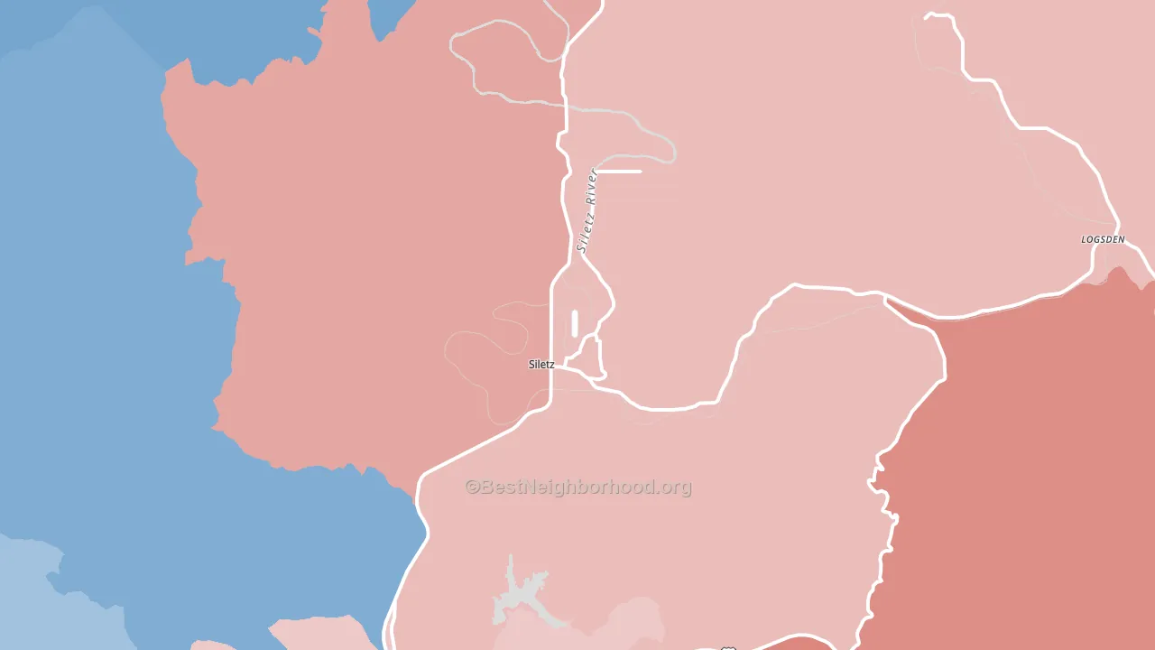 Siletz, OR block-group political-lean map