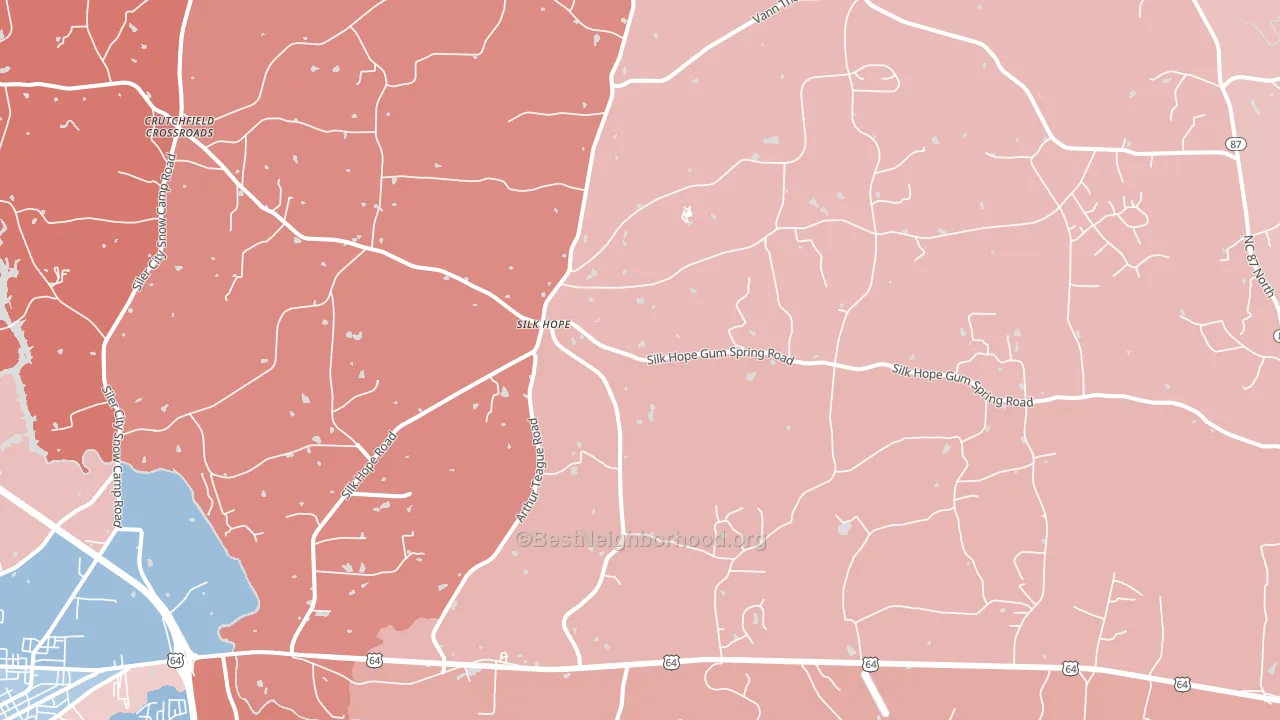 Silk Hope, NC block-group political-lean map