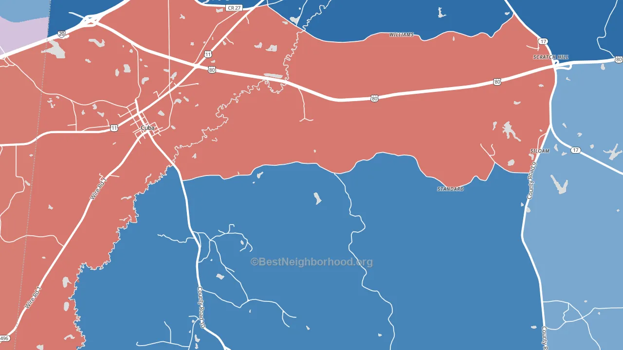 Siloam, AL block-group political-lean map