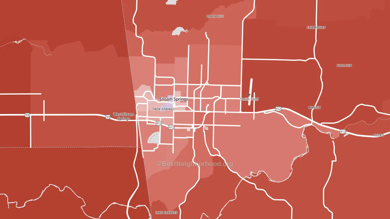 Siloam Springs, AR block-group political-lean map