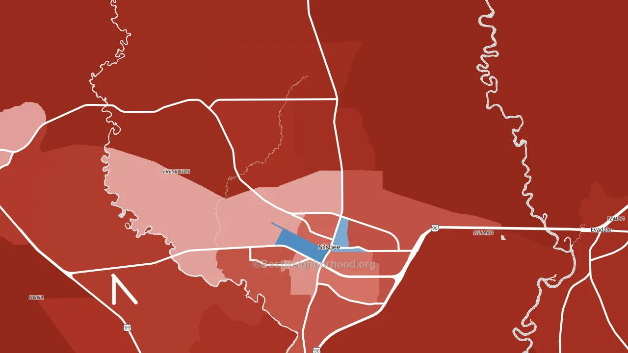 Silsbee, TX block-group political-lean map