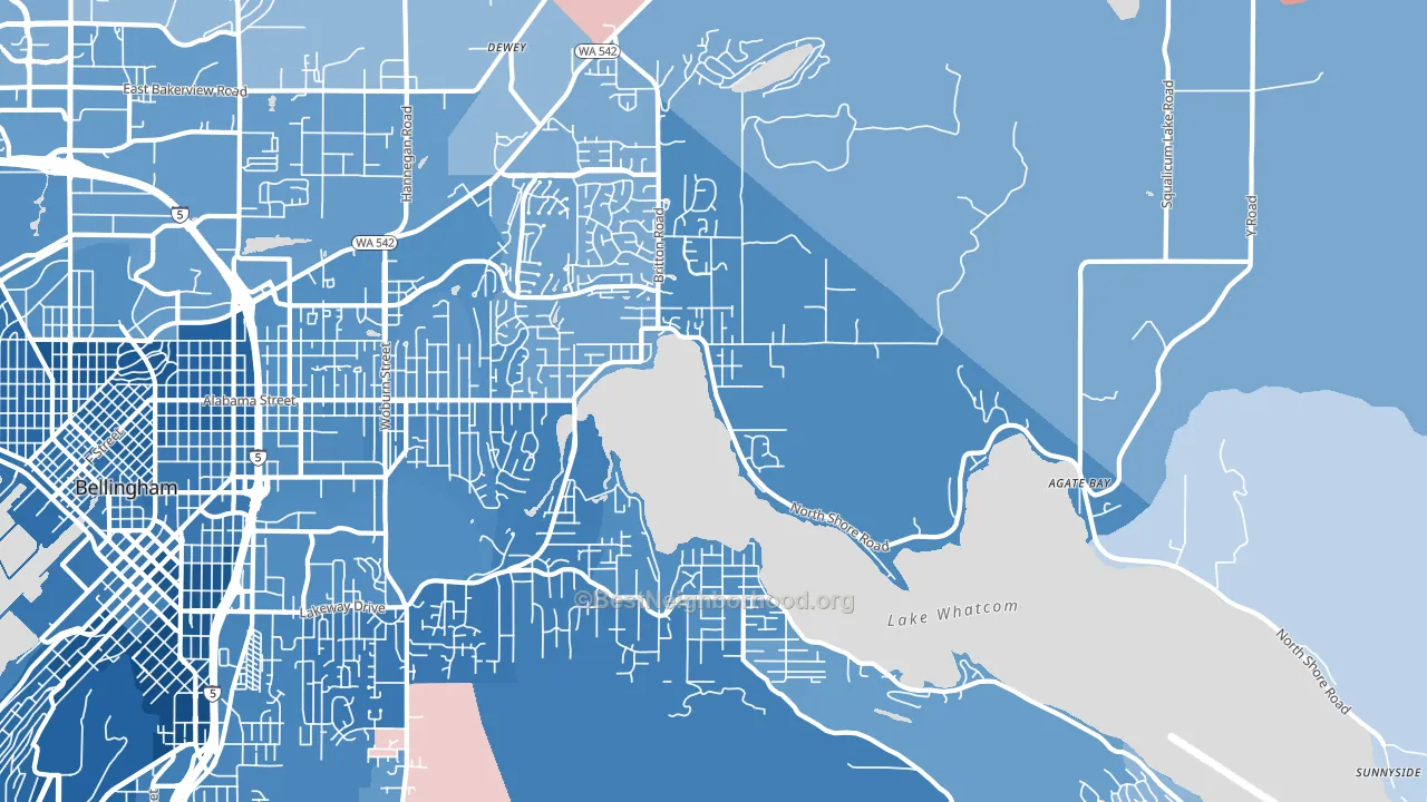 Silver Beach, Bellingham, WA block-group political-lean map