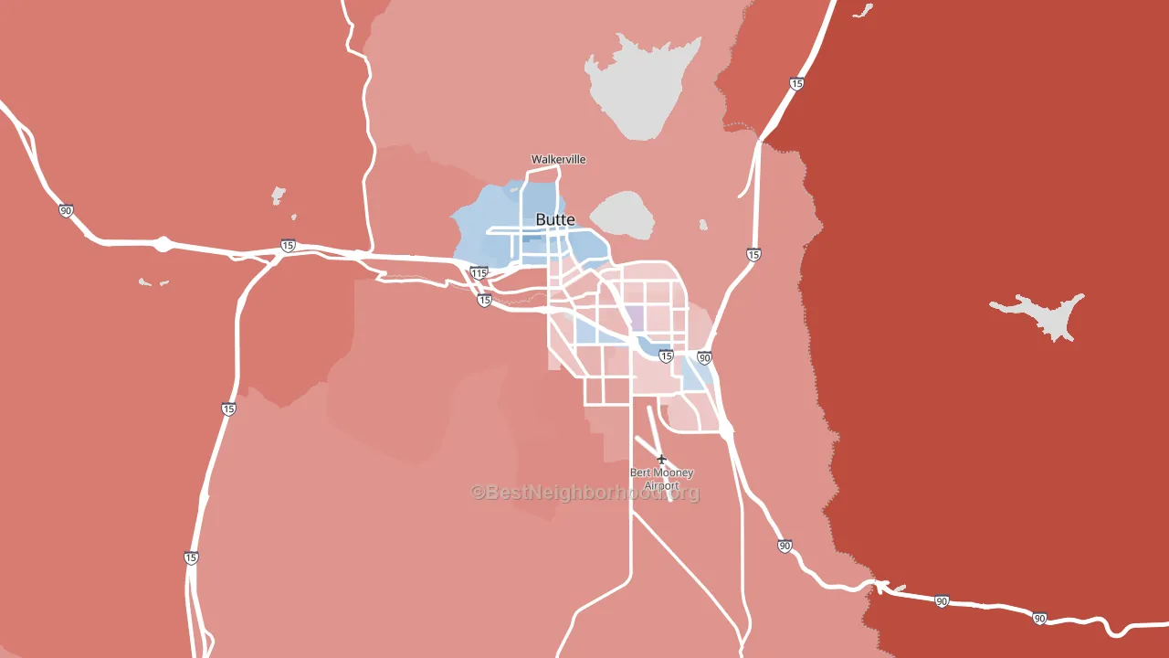Silver Bow County, MT block-group political-lean map