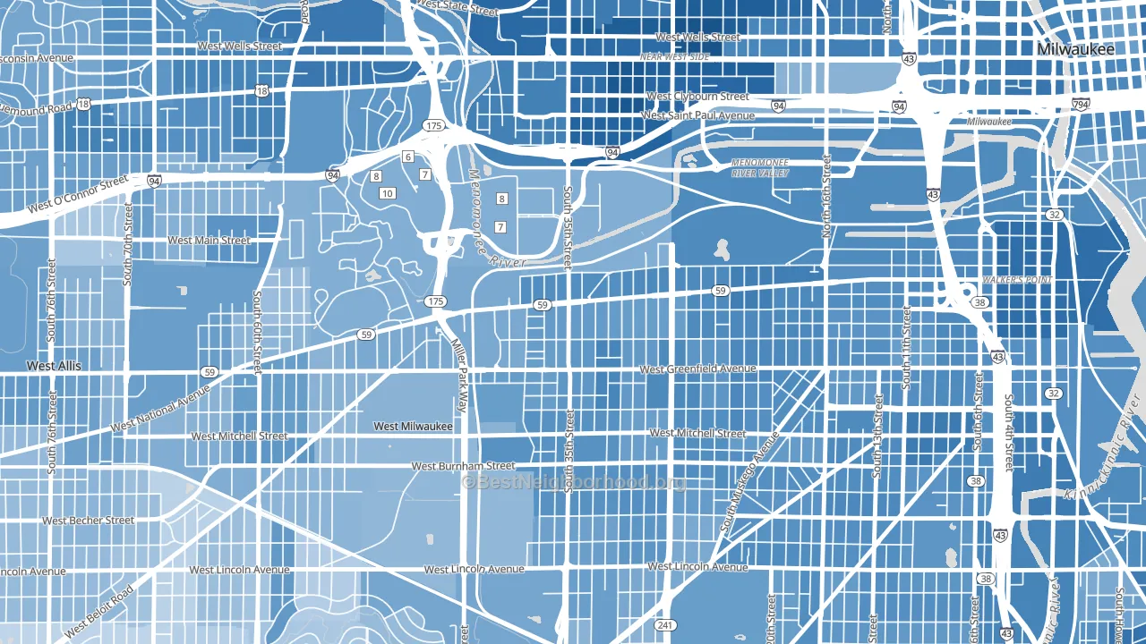 Silver City, Milwaukee, WI block-group political-lean map