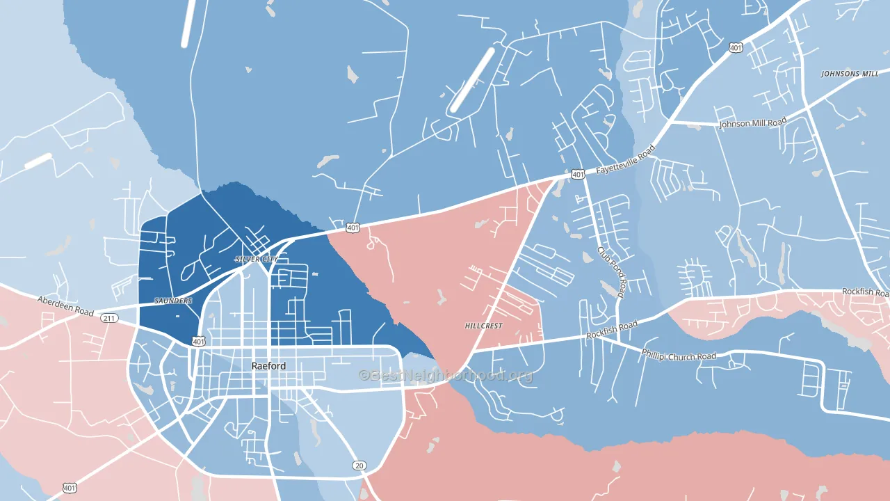 Silver City, NC block-group political-lean map