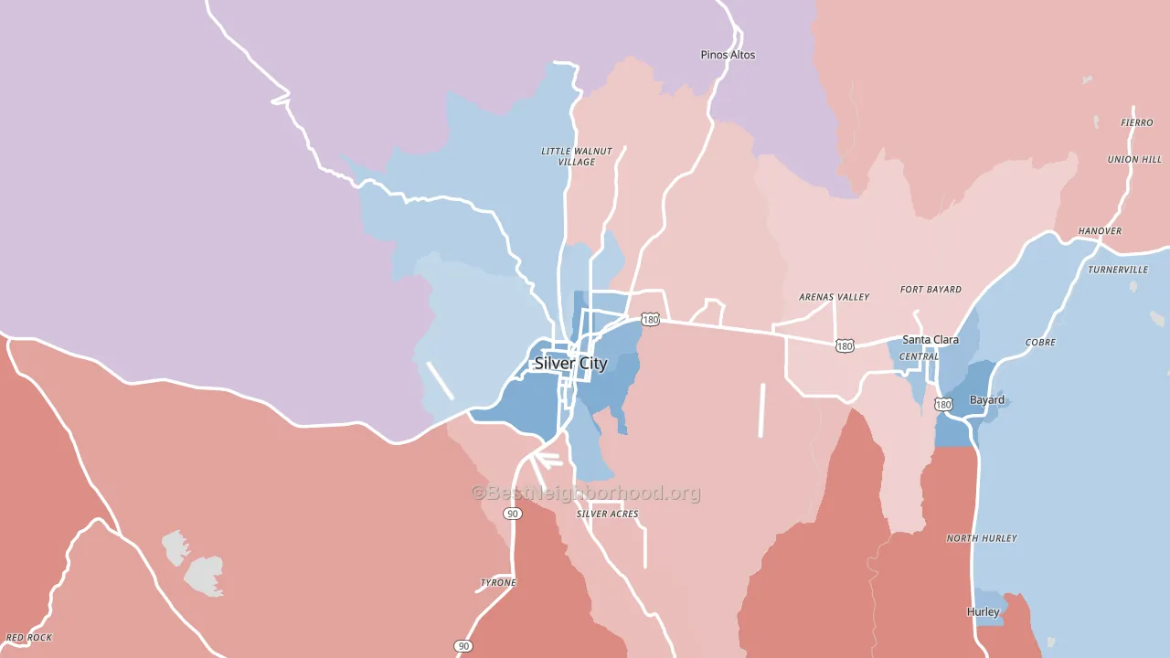 Silver City, NM block-group political-lean map