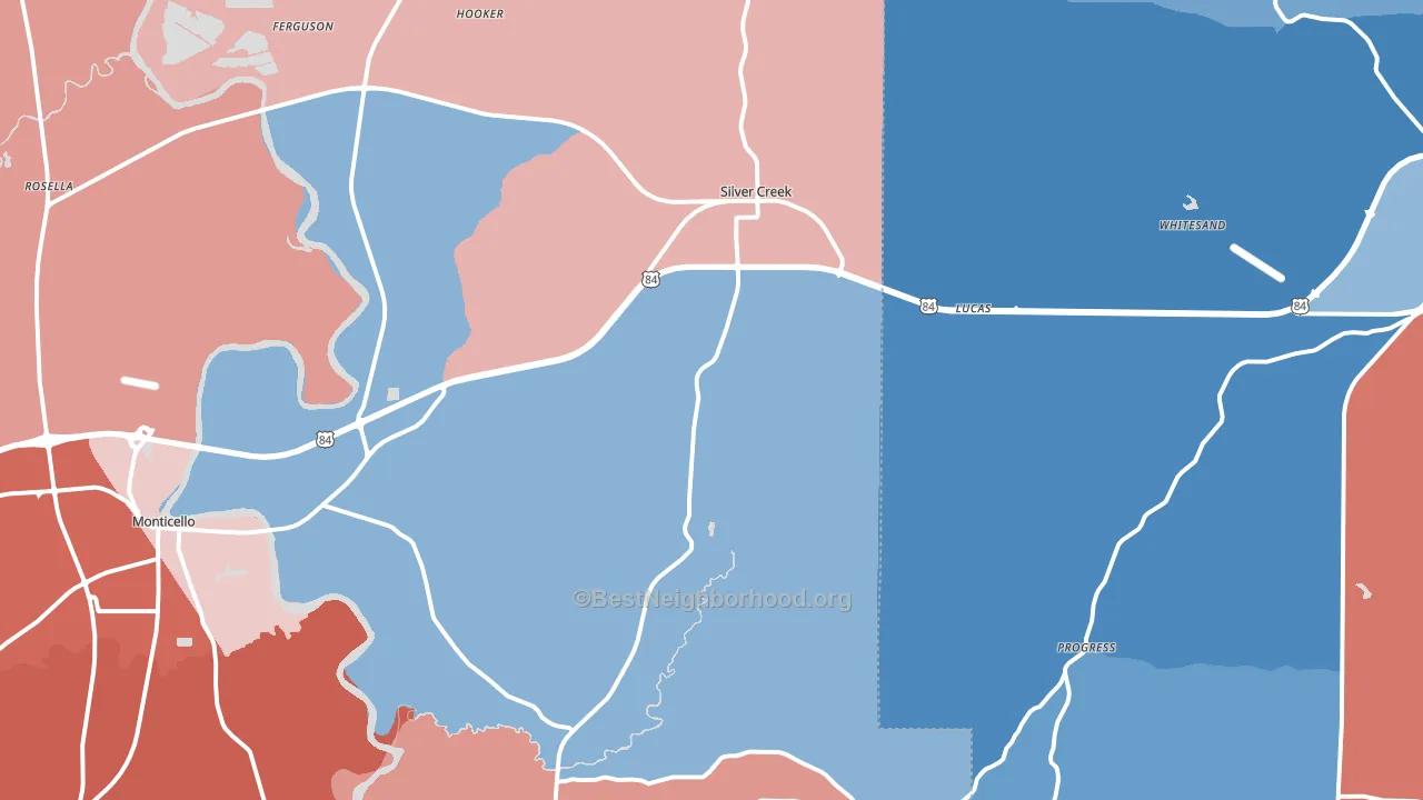 Silver Creek, MS block-group political-lean map
