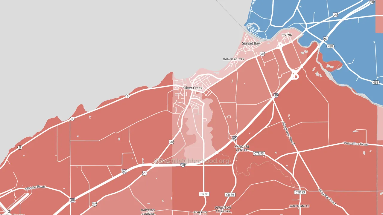 Silver Creek, NY block-group political-lean map