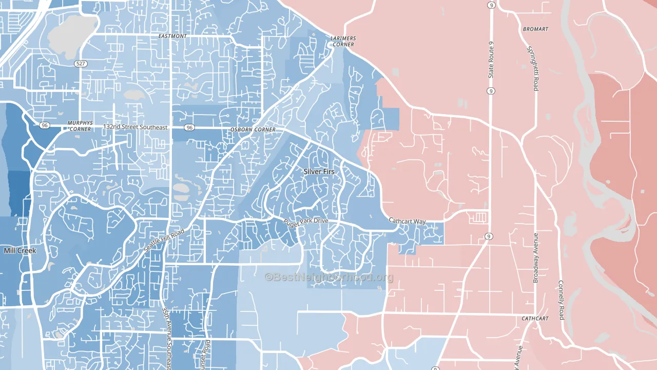 Silver Firs, WA block-group political-lean map