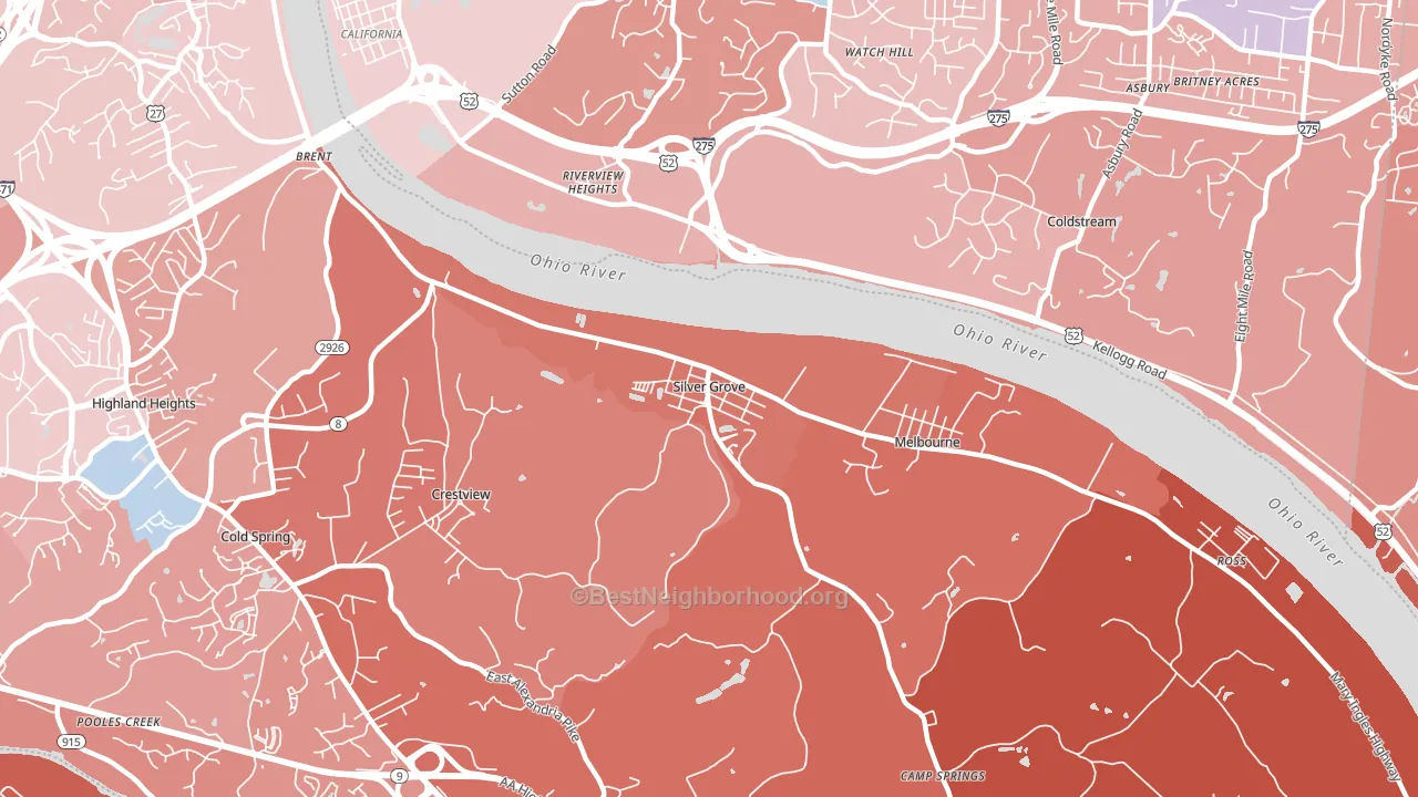 Silver Grove, KY block-group political-lean map