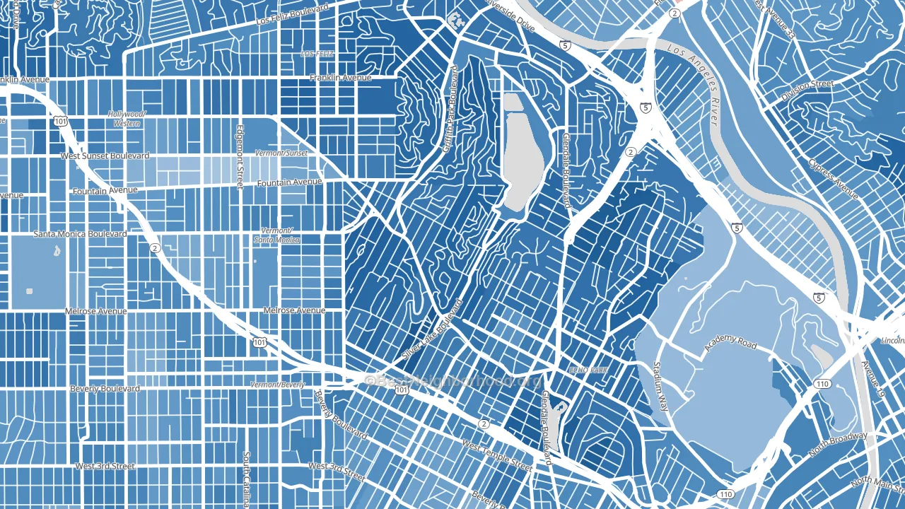 Silver Lake, Los Angeles, CA block-group political-lean map