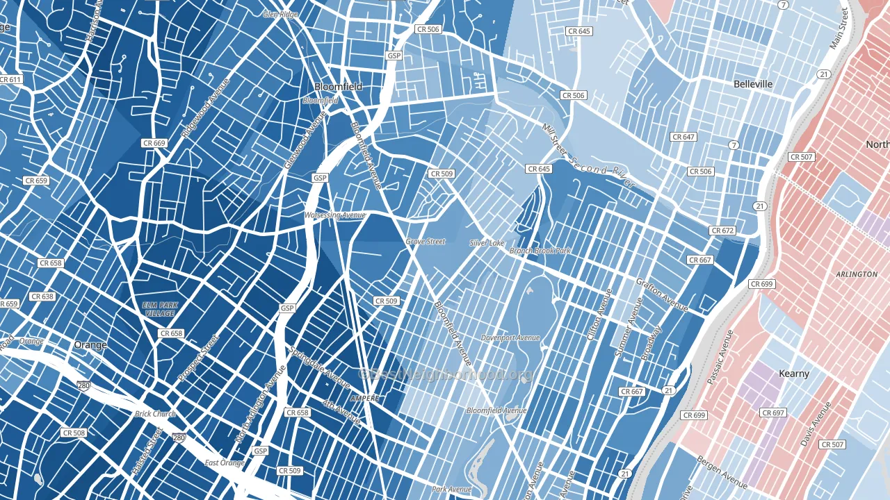 Silver Lake, NJ block-group political-lean map