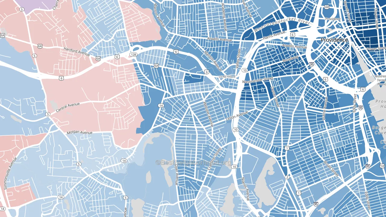 Silver Lake, Providence, RI block-group political-lean map