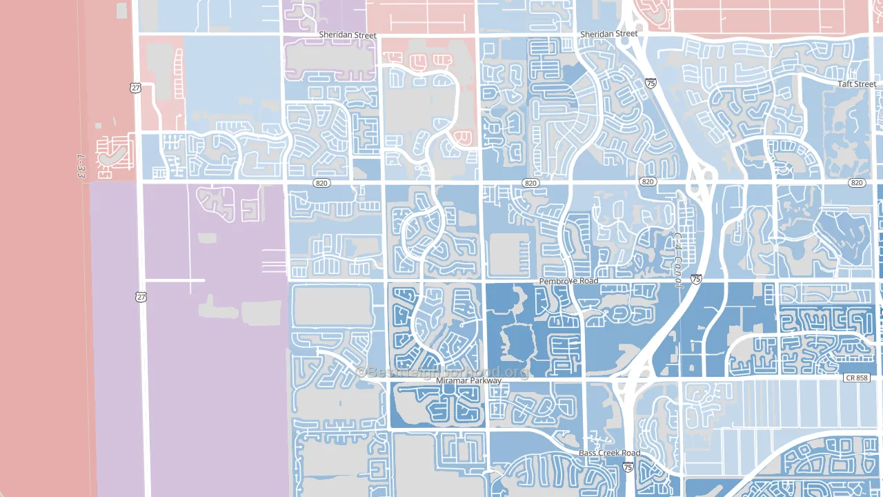 Silver Lakes, Pembroke Pines, FL block-group political-lean map