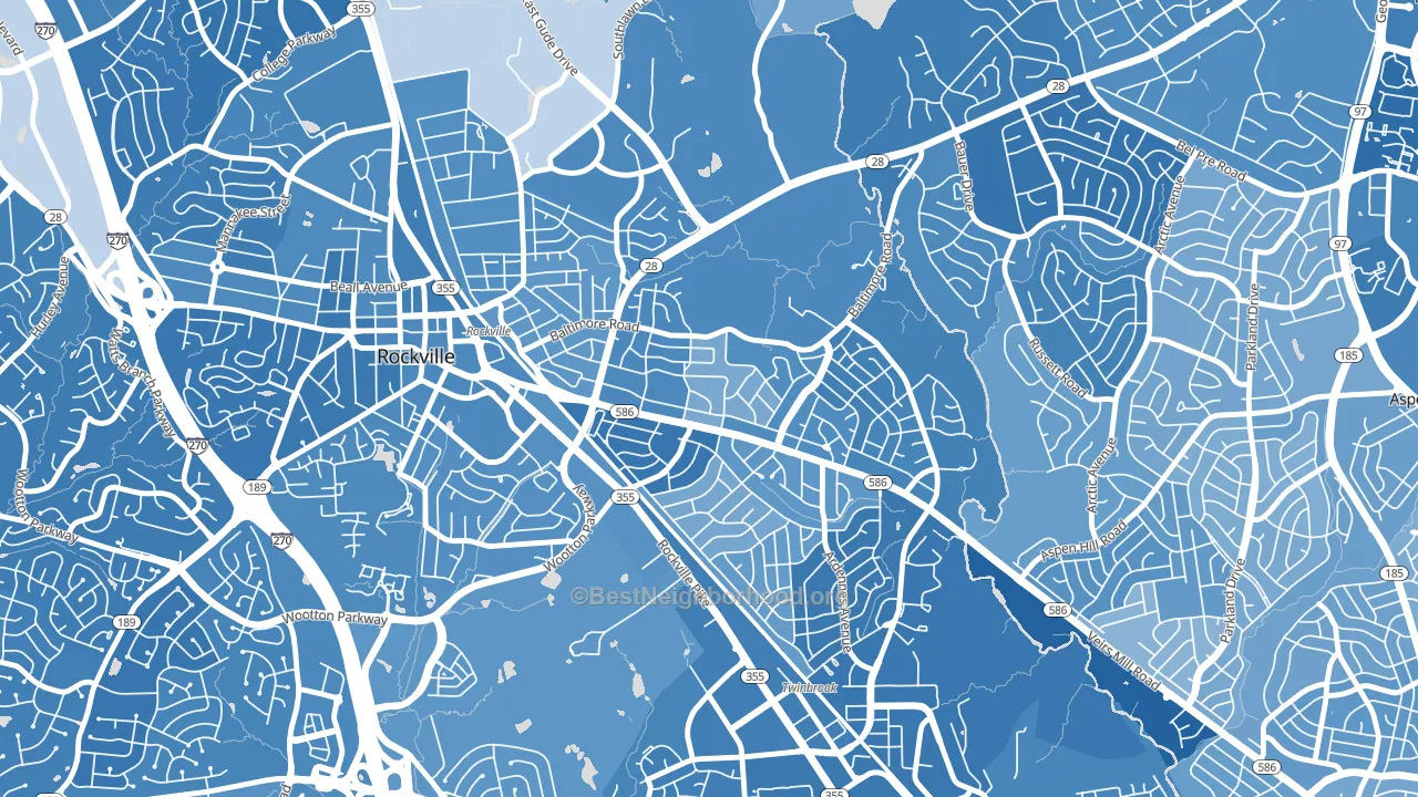 Silver Rock, Rockville, MD block-group political-lean map