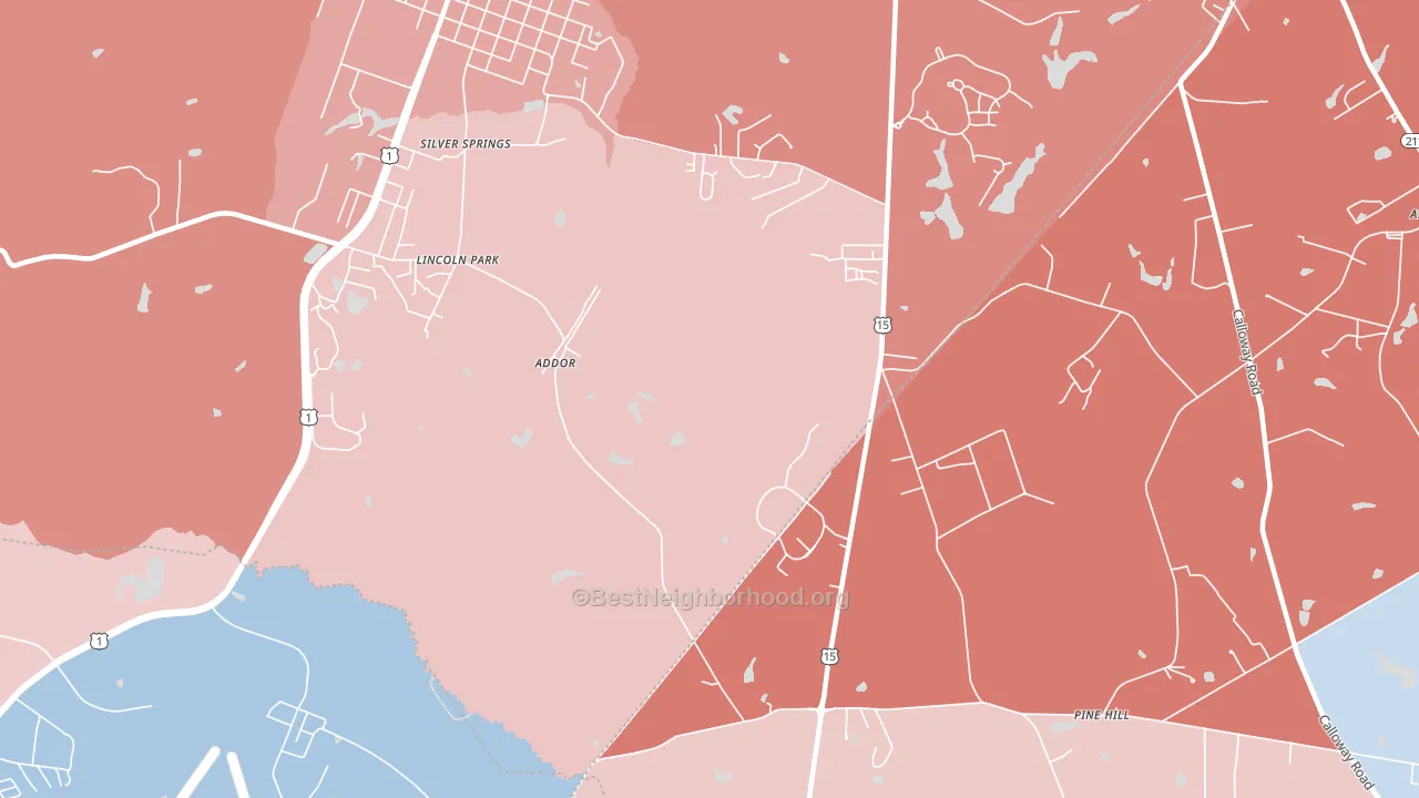 Silver Spring, NC block-group political-lean map