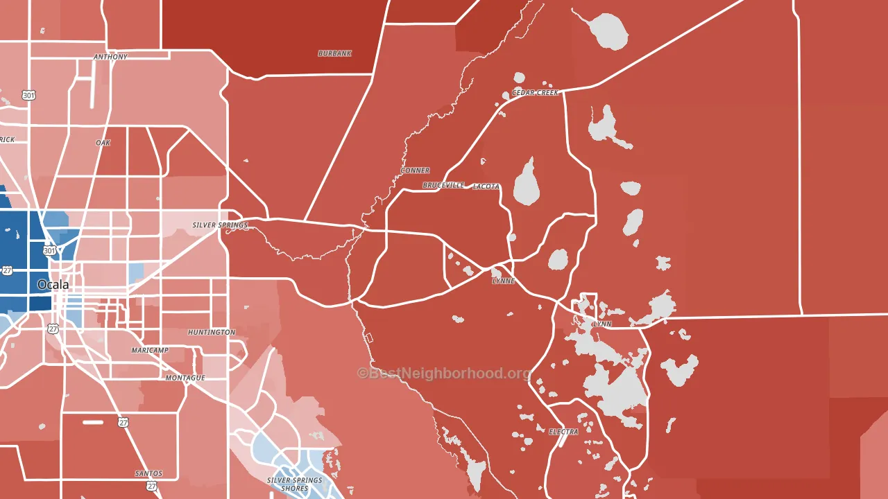 Silver Springs, FL block-group political-lean map