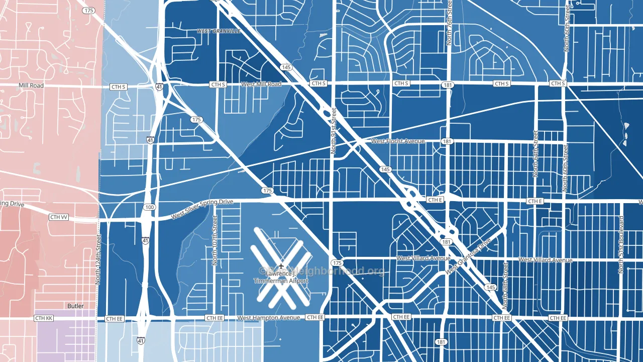 Silver Swan, Milwaukee, WI block-group political-lean map