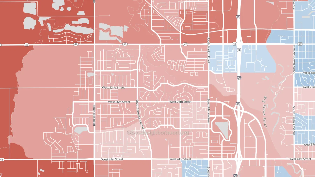 Silver Valley Addition, Sioux Falls, SD block-group political-lean map