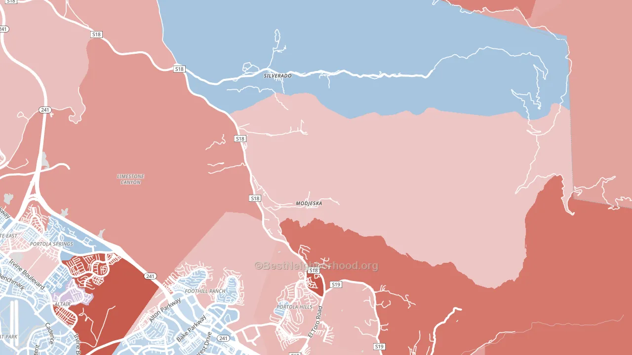 Silverado, CA block-group political-lean map