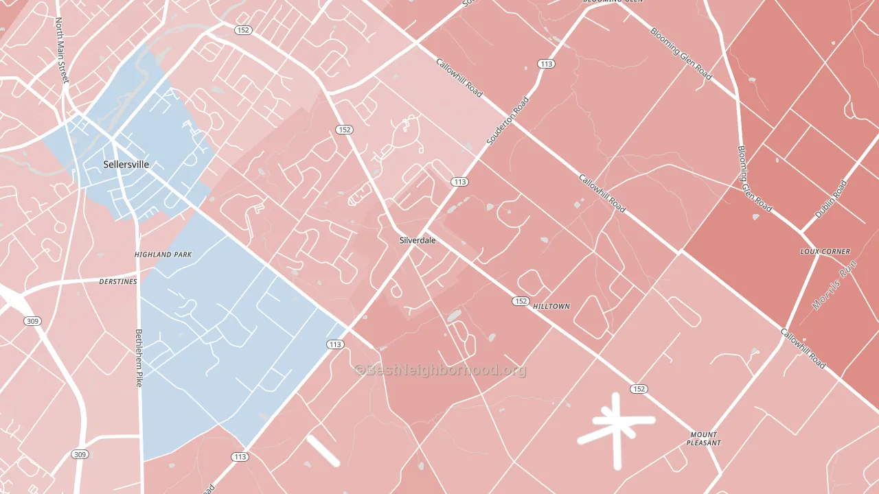 Silverdale, PA block-group political-lean map
