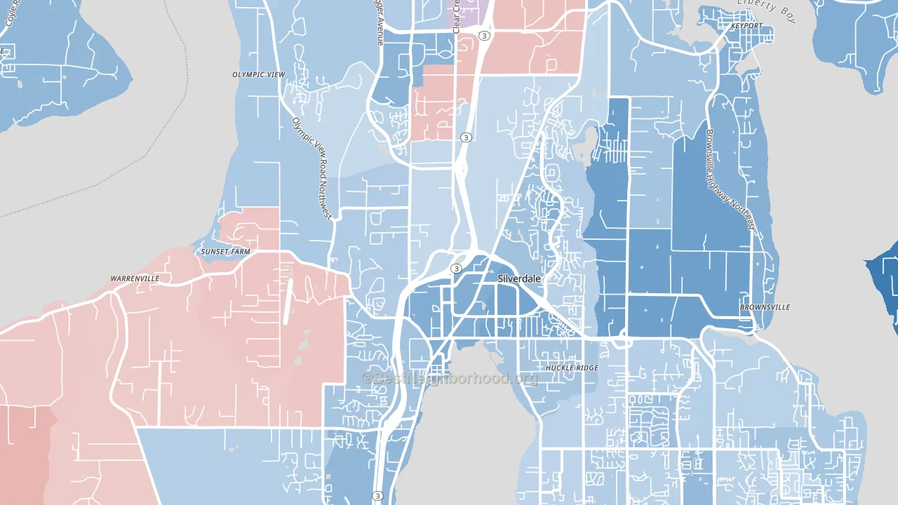Silverdale, WA block-group political-lean map