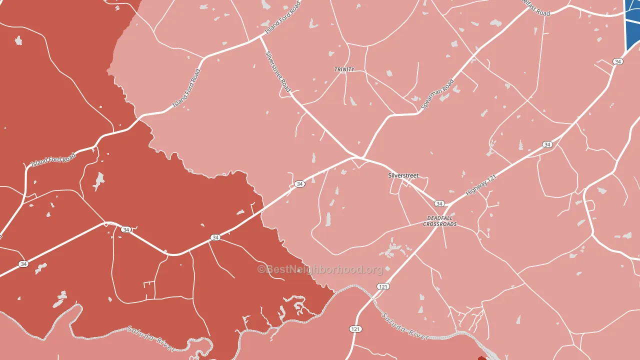 Silverstreet, SC block-group political-lean map