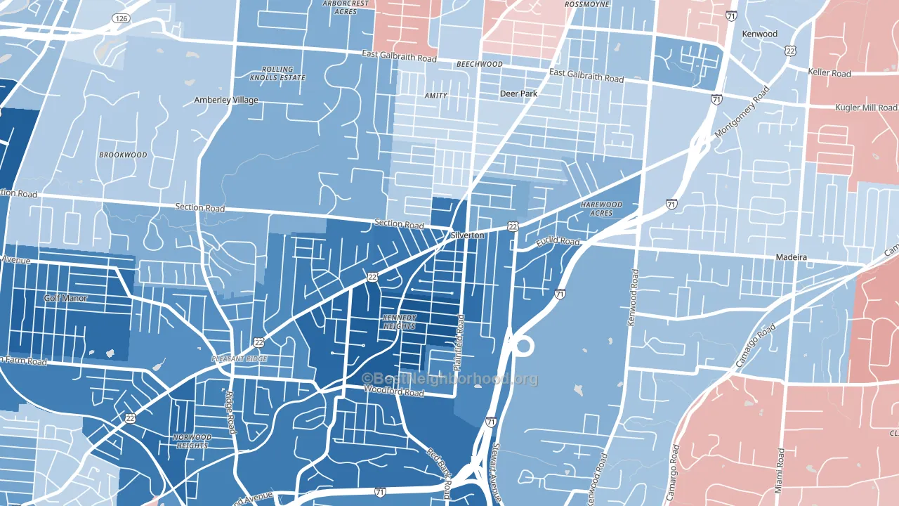 Silverton, OH block-group political-lean map