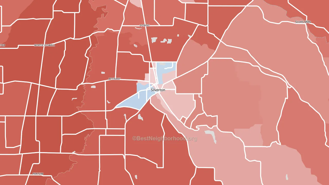 Silverton, OR block-group political-lean map