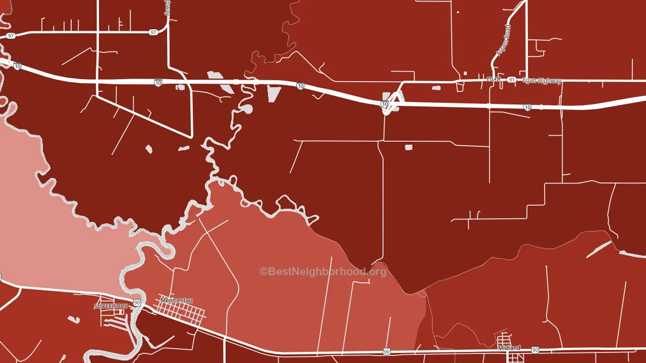 Silverwood, LA block-group political-lean map