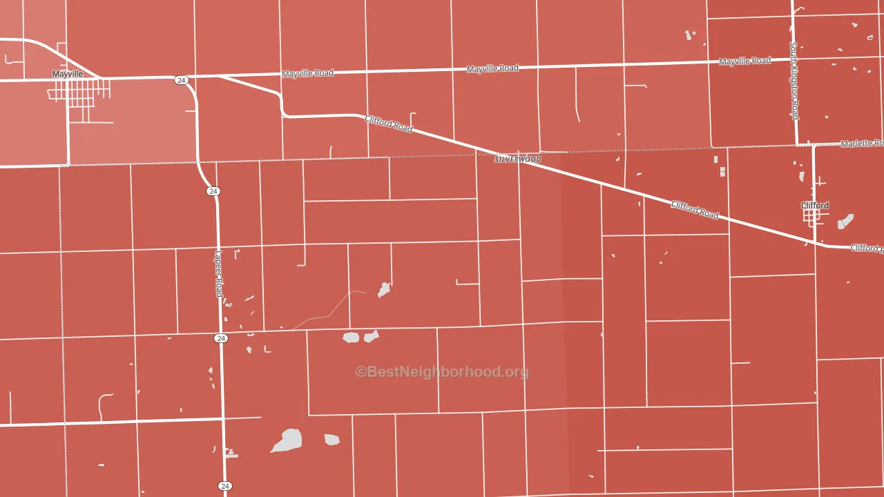 Silverwood, MI block-group political-lean map