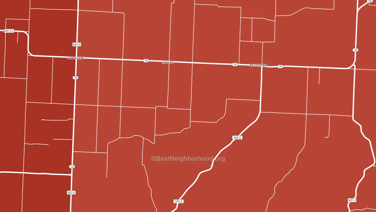 Simcoe, MO block-group political-lean map