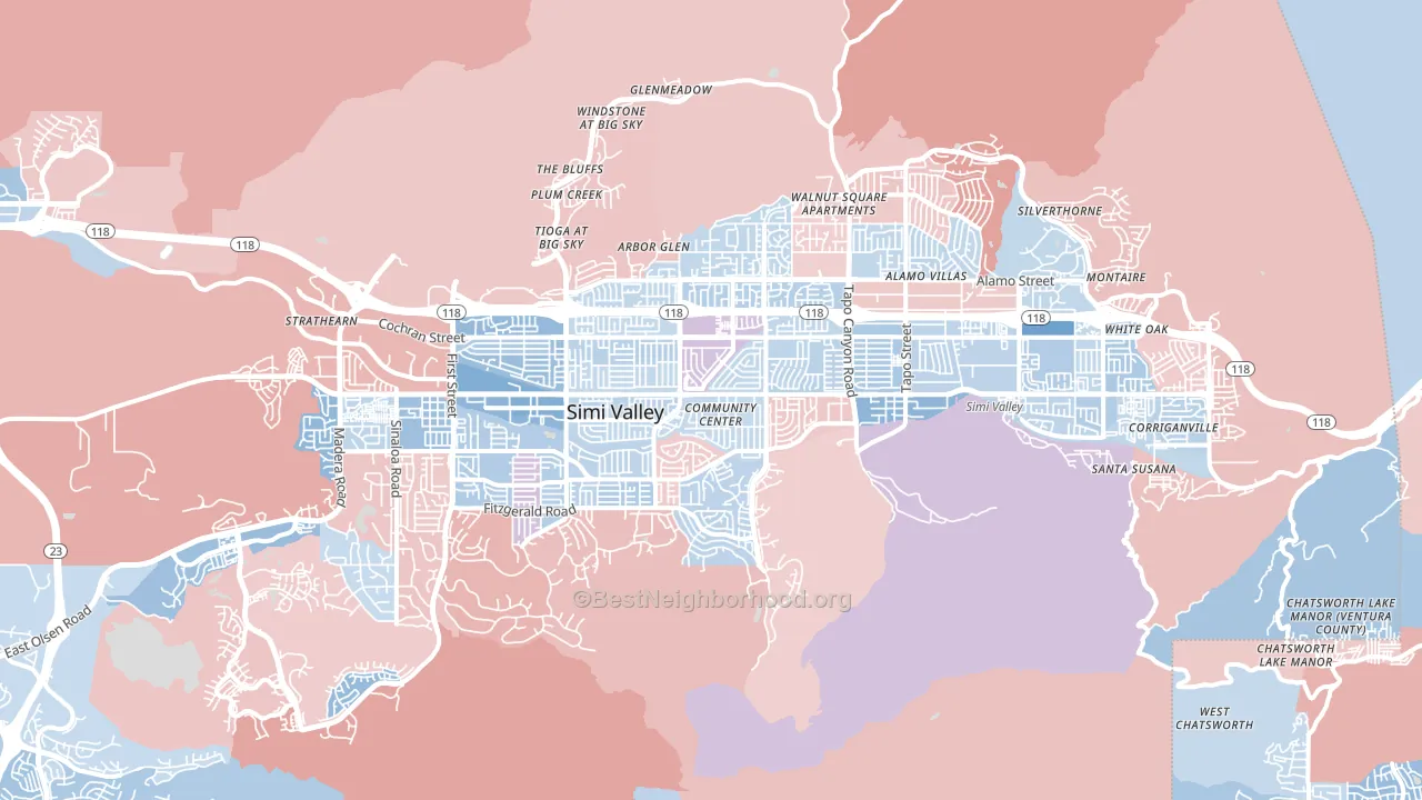 Simi Valley, CA block-group political-lean map