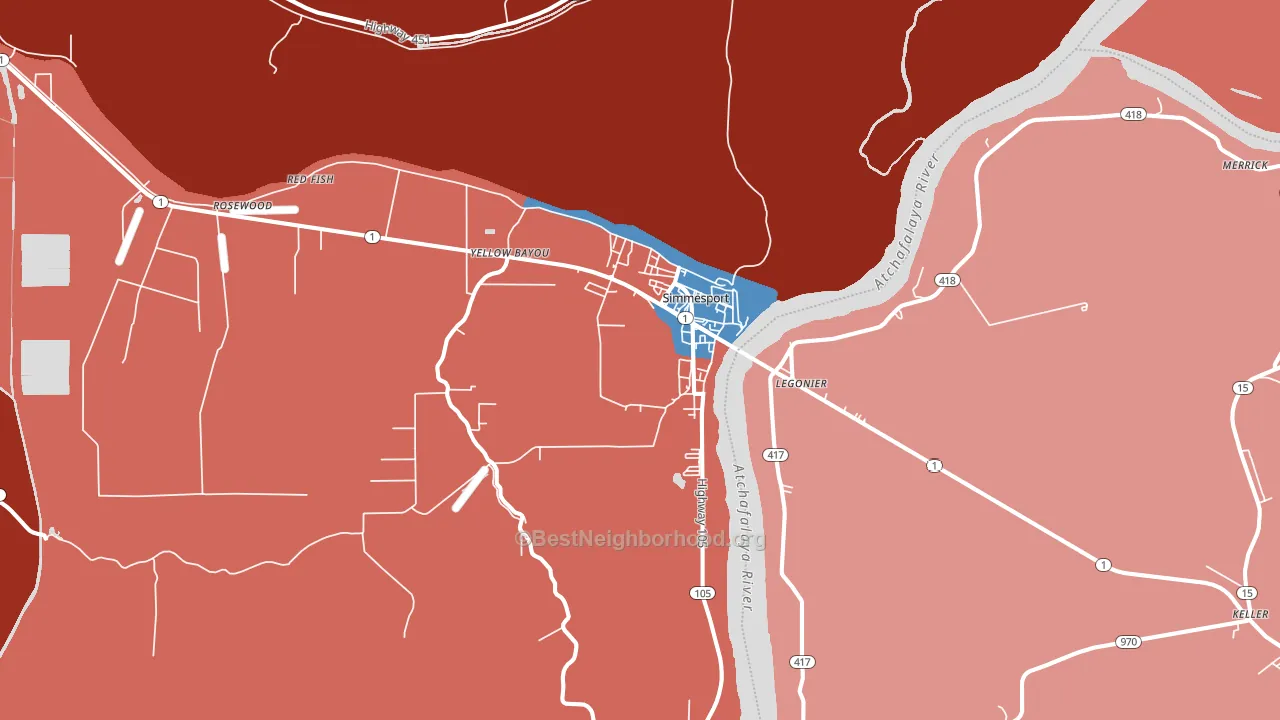 Simmesport, LA block-group political-lean map