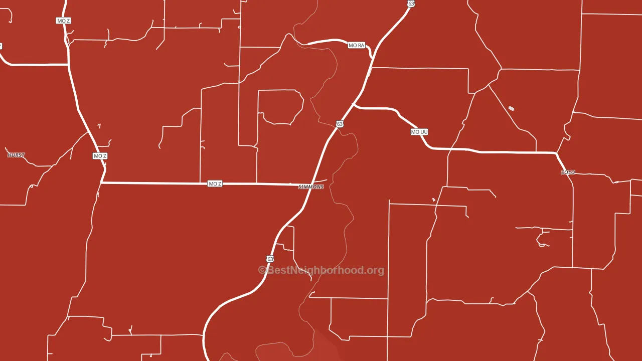 Simmons, MO block-group political-lean map