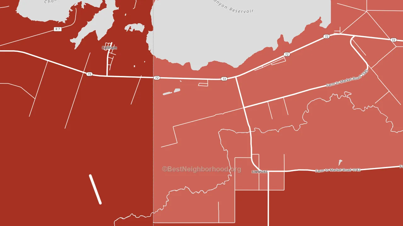 Simmons, TX block-group political-lean map