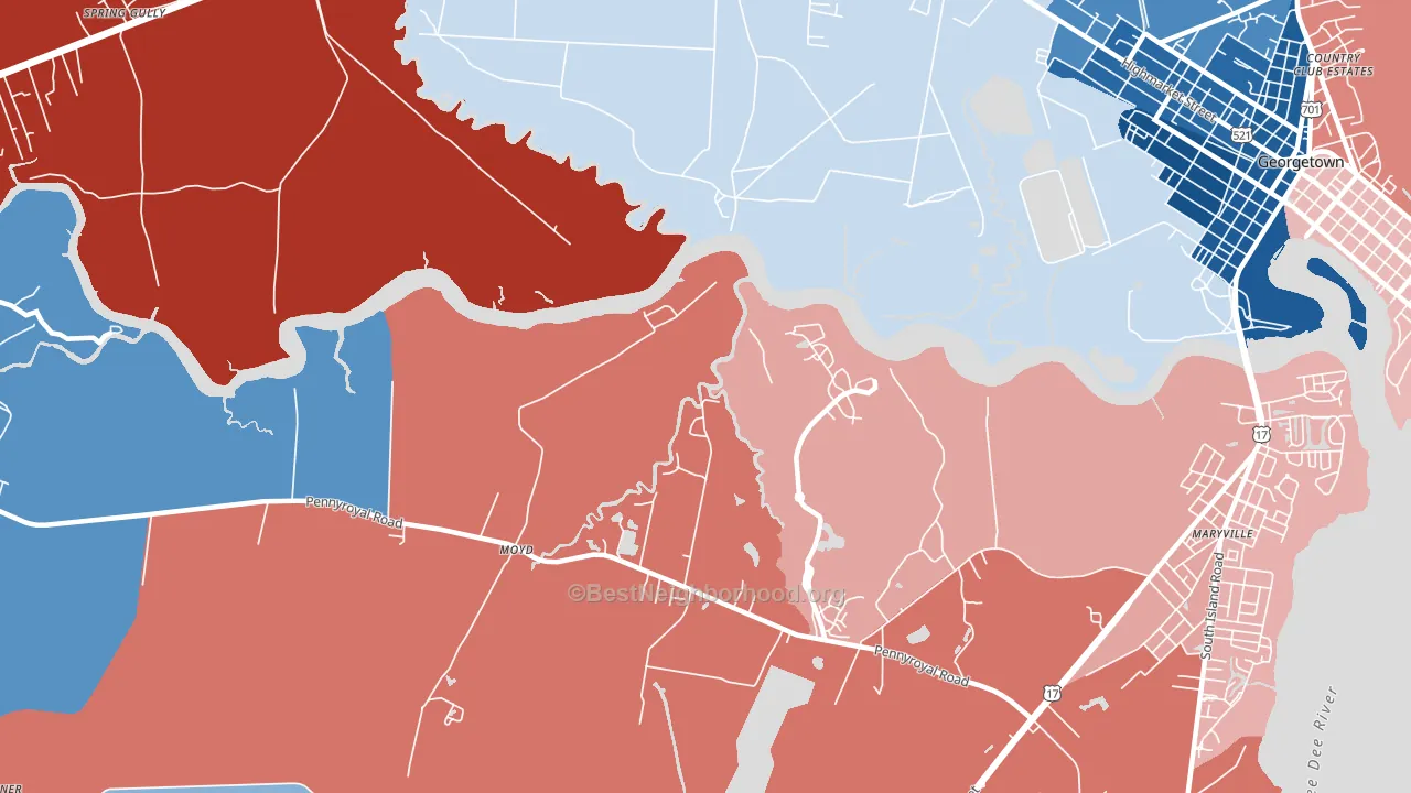 Simmonsville, SC block-group political-lean map