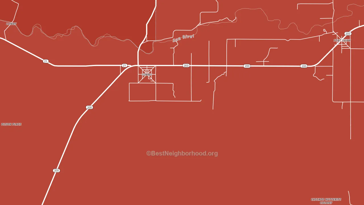 Simms, MT block-group political-lean map
