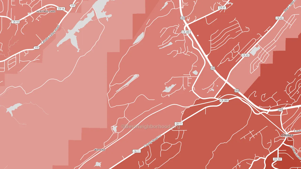 Simmsville, AL block-group political-lean map