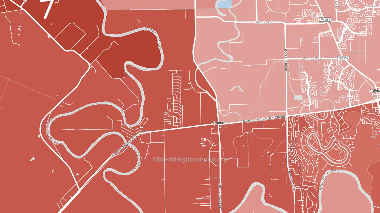 Simonton, TX block-group political-lean map