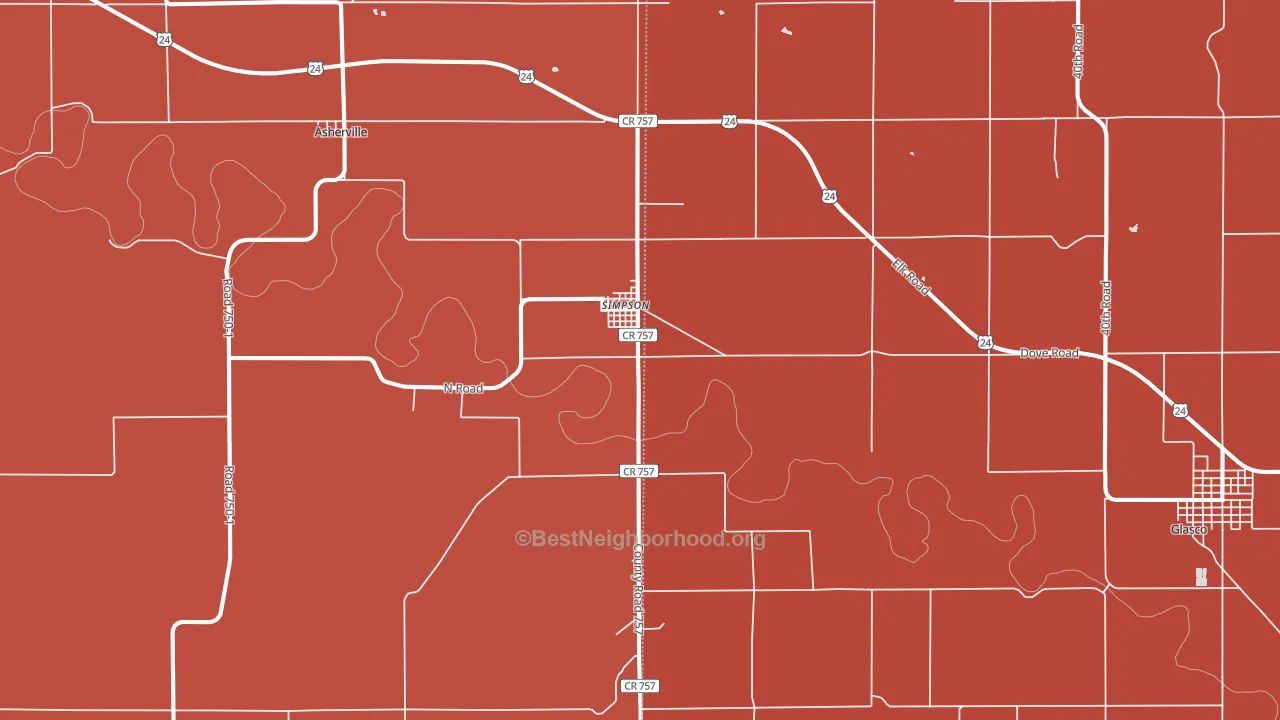 Simpson, KS block-group political-lean map