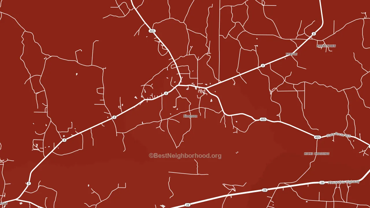 Simpson, LA block-group political-lean map