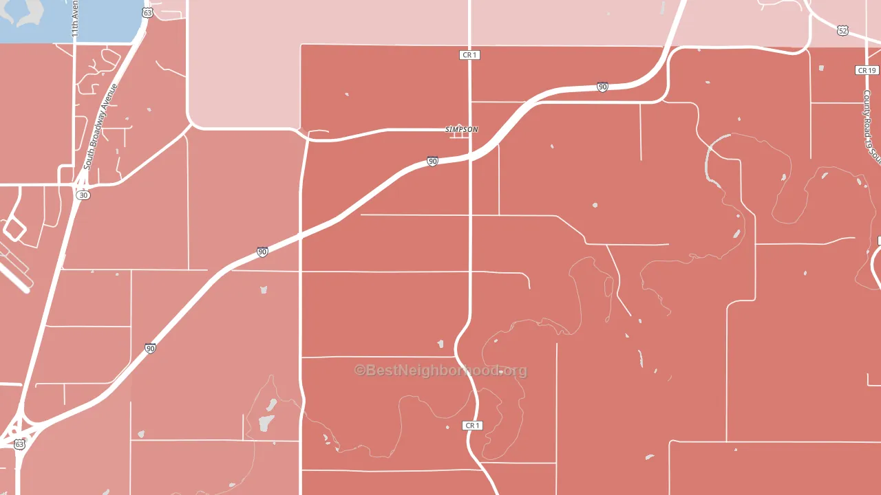 Simpson, MN block-group political-lean map