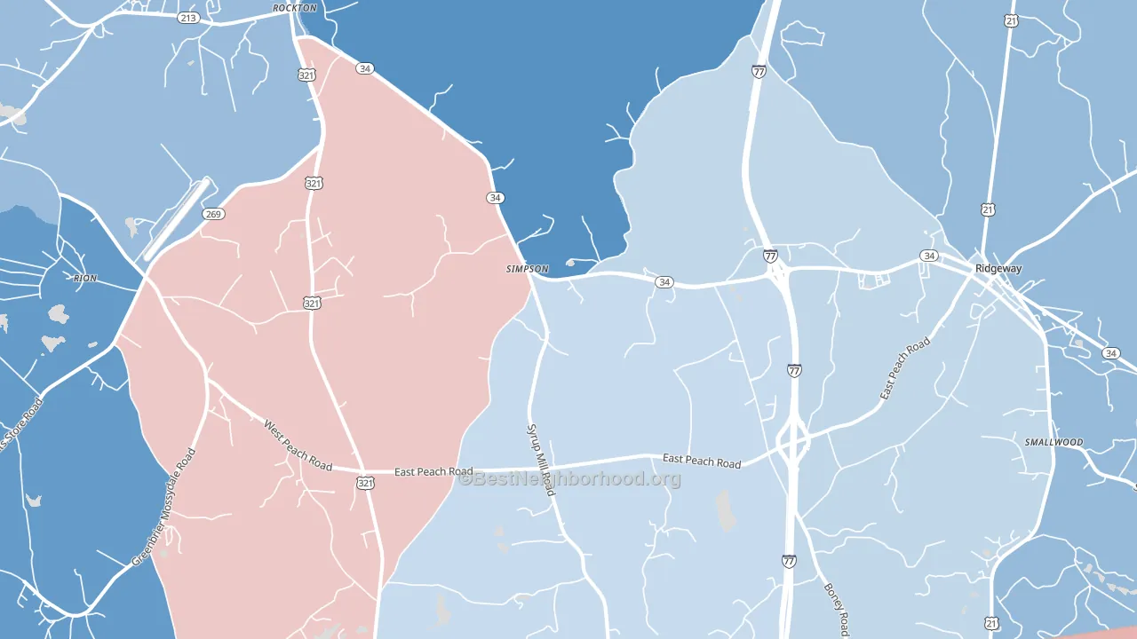 Simpson, SC block-group political-lean map