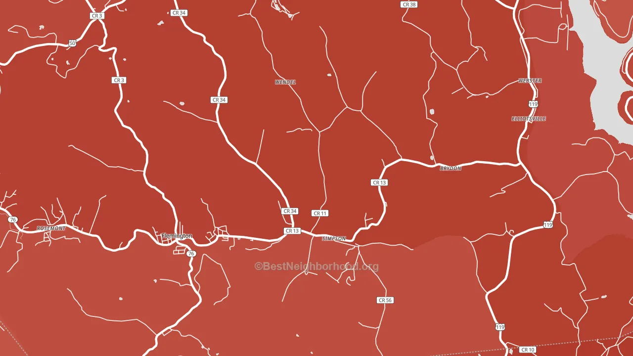 Simpson, WV block-group political-lean map