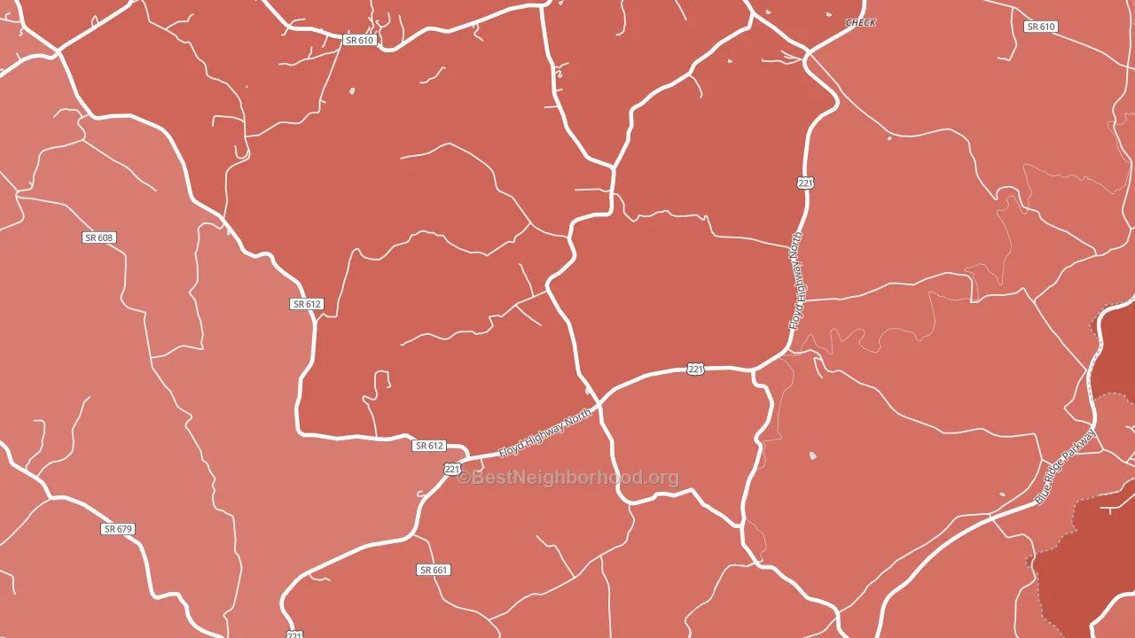 Simpsons, VA block-group political-lean map