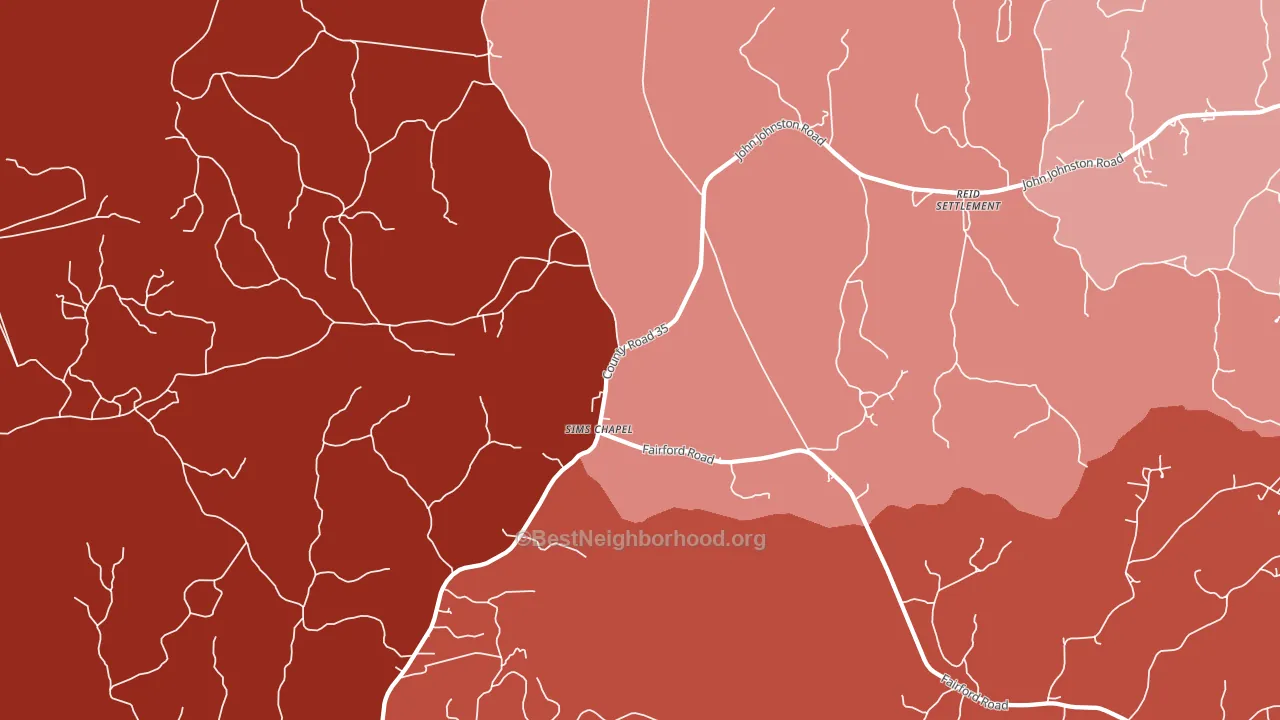 Sims Chapel, AL block-group political-lean map