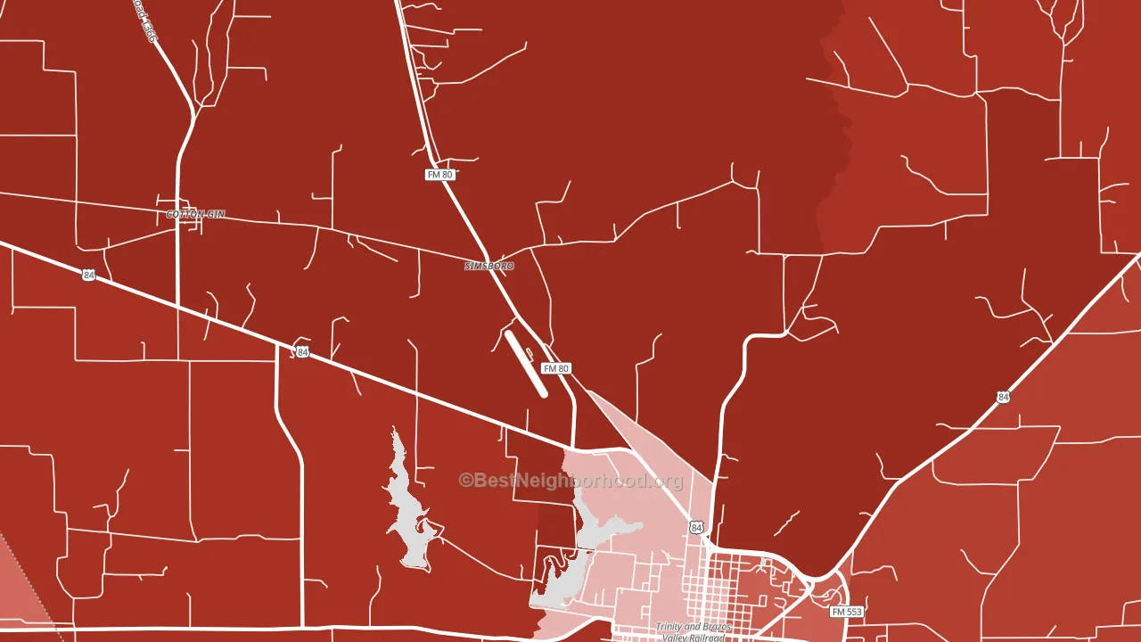 Simsboro, TX block-group political-lean map