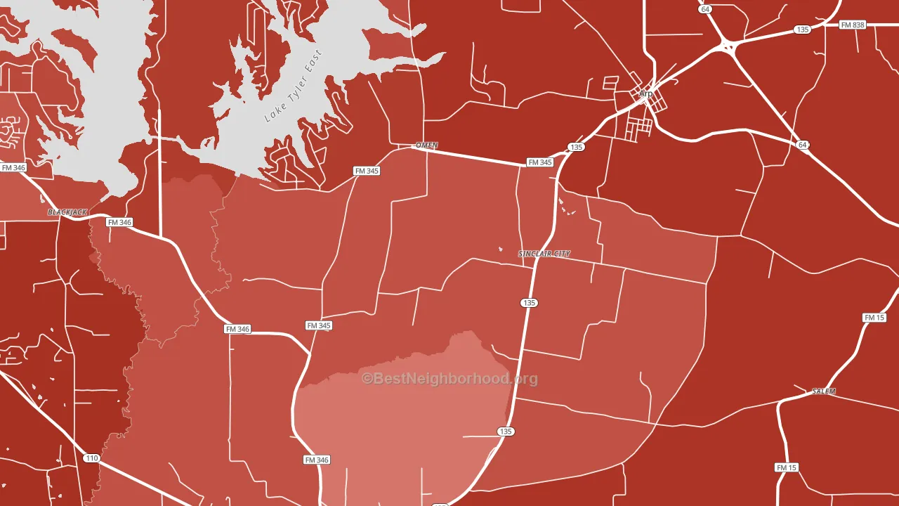 Sinclair City, TX block-group political-lean map